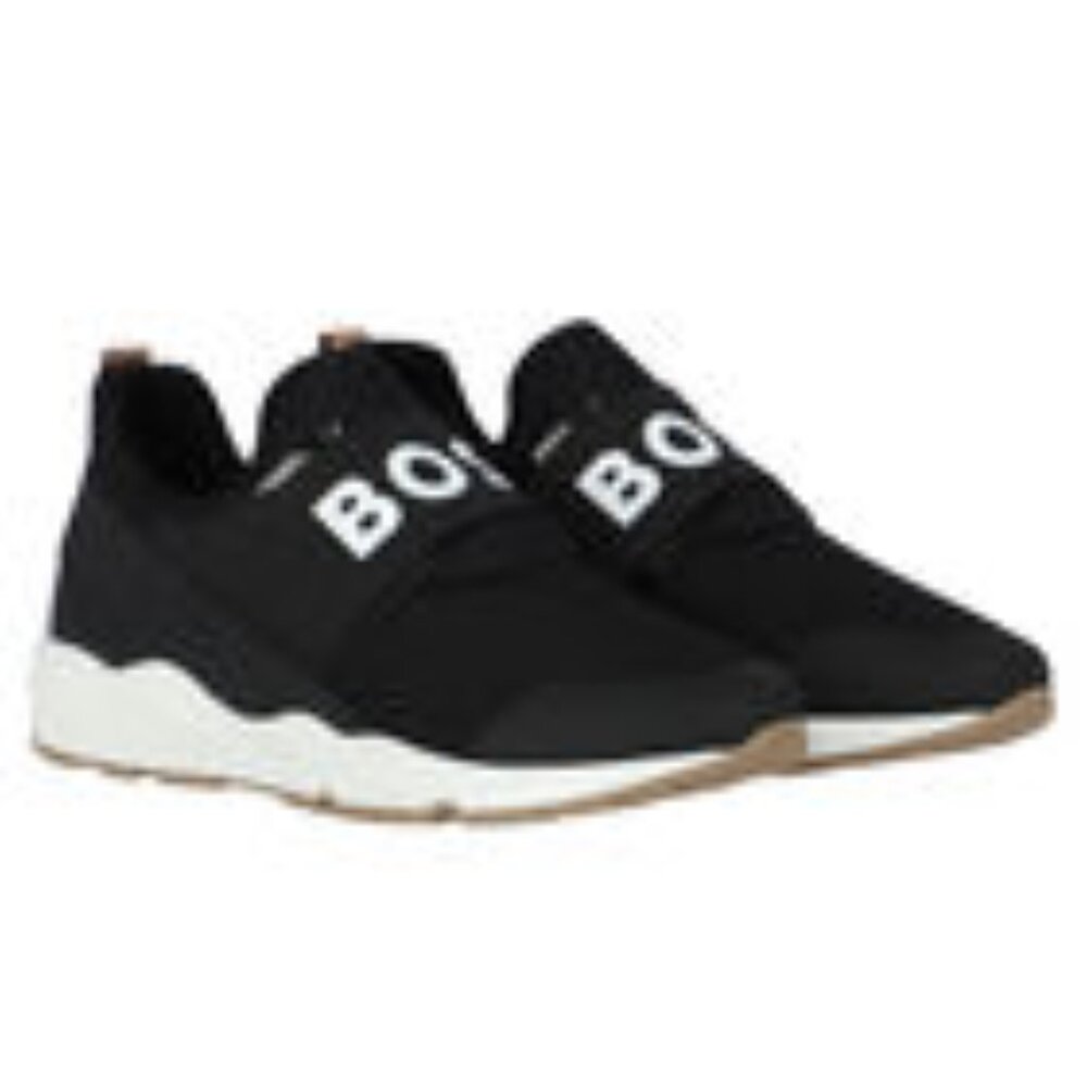 BOSS Boys Black Logo Trainers J50853 NWT